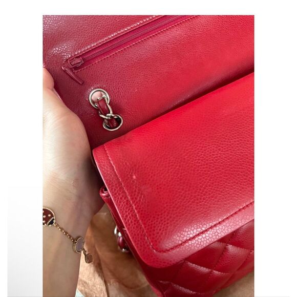 Chanel caviar Jumbo Double Flap Bag Leather Red - Picture 5 of 16